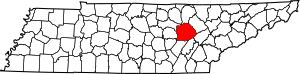 Map of Tennessee highlighting Cumberland County