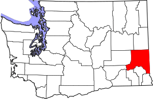 Map of Washington highlighting Whitman County