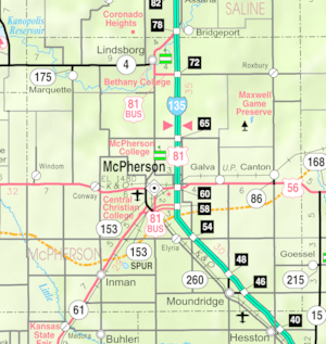 KDOT map of McPherson County (legend)