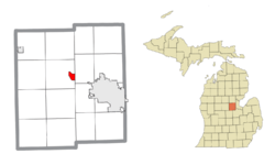 Location within Midland County and the state of Michigan