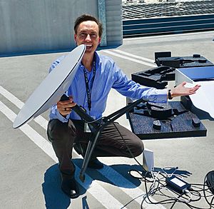 Steve Jurvetson with Starlink user terminal