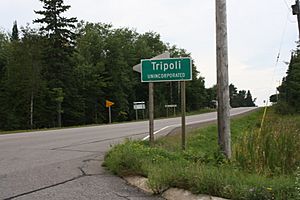 Looking west at the Tripoli sign on US 8