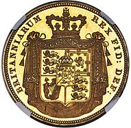 Gold coin showing a heraldic shield