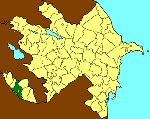 Map of Azerbaijan showing Babek Raion