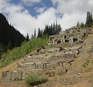 Remains of the old ore mill at Eureka