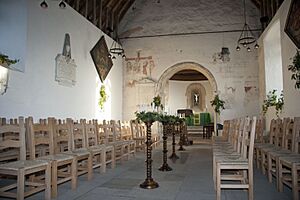 Interior of St.Leonards showing medieval wall painting