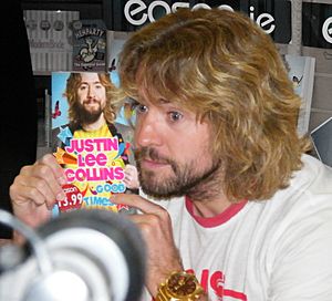 Justin Lee Collins book signing (cropped etc).jpg