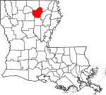 State map highlighting Ouachita Parish