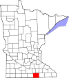 State map highlighting Freeborn County