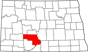 Map of North Dakota highlighting Morton County