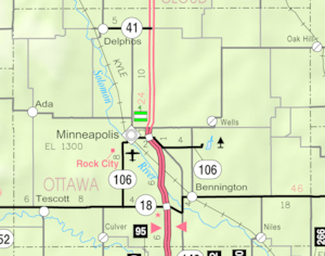 KDOT map of Ottawa County (legend)