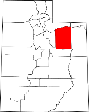 Map of Utah highlighting Duchesne County