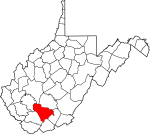 Map of West Virginia highlighting Raleigh County