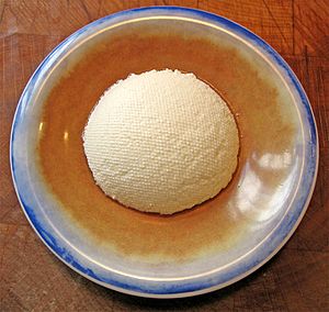 Ricotta dome on plate from the top