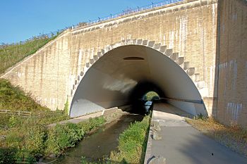 River Bollin under southern runway of manchester airport arp.jpg