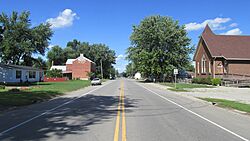 Looking east on Main Street (US Highway 50) in Bourneville