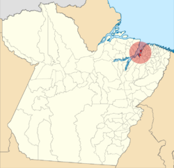 Location of Belém in the State of Pará