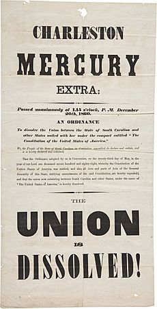 Charleston Mercury Secession Broadside, 1860