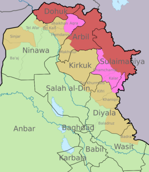 Disputed areas in Iraq