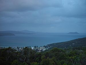 Islands and headlands fading into the drizzle middleton beach