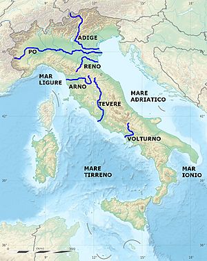 Italy main rivers location