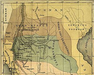 Northern section of Map of Siam, Laos, Cambodia, and Shan States (1884)