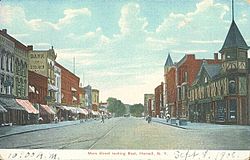 PostcardHornellNYMainStLookingEast1908