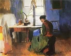 Harriet Backer-Kone som syr