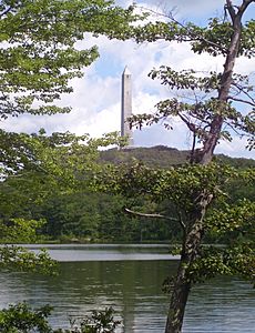 High Point Monument and Lake Marcia framed