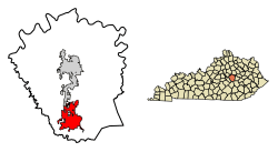 Location of Berea in Madison County, Kentucky.