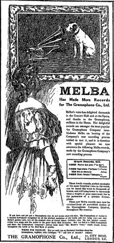 Melba Gramaphone ad