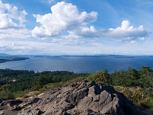 View from top of Mount Douglas in Victoria, British Columbia looking north.