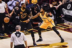 Paul George defending LeBron James (February 15, 2017)