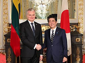 Shinzo Abe and Gitanas Nausėda at the Enthronement of Naruhito (1)