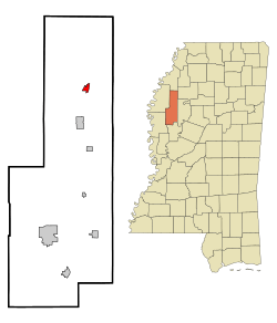 Location of Drew, Mississippi