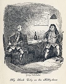 George Cruikshank - Tristram Shandy, Plate V. My Uncle Toby on his Hobby-horse