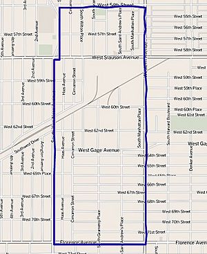 Map of Chesterfield Square neighborhood of Los Angeles California