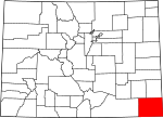 State map highlighting Baca County