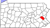 State map highlighting Lehigh County