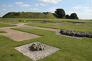 Old Sarum Cathedral with motte