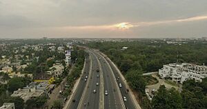 Aerial view of flyover, Bhubaneswar