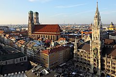 Frauenkirche and Neues Rathaus Munich March 2013