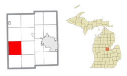 Location within Midland County and the state of Michigan