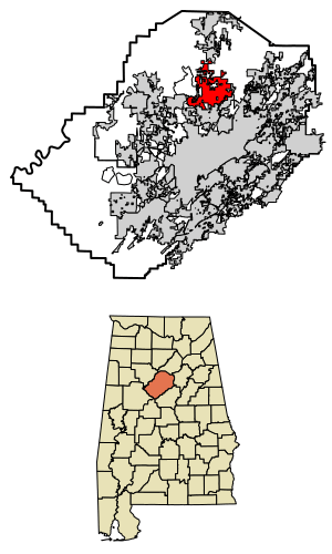 Location of Gardendale in Jefferson County, Alabama.