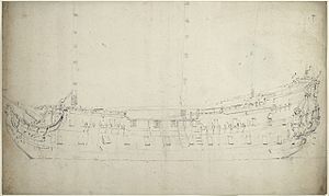 Portrait of HMS Newcastle (1653)