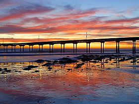 Sunset at ocean beach