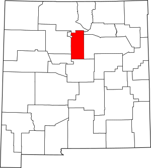 Map of New Mexico highlighting Santa Fe County