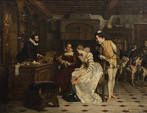 Pierre-Charles Comte - Jeanne III of Navarre Buying Poisoned Gloves from Catherine de Medici's Parfumeur, Rene