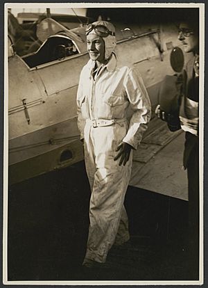 Portrait of New Zealand aviator Jean Batten standing next to her Gipsy Moth biplane G-AARB - Sydney Morning Herald and Sydney Mail (16102210758)