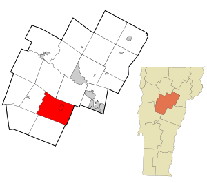 Location in Washington County and the state of Vermont